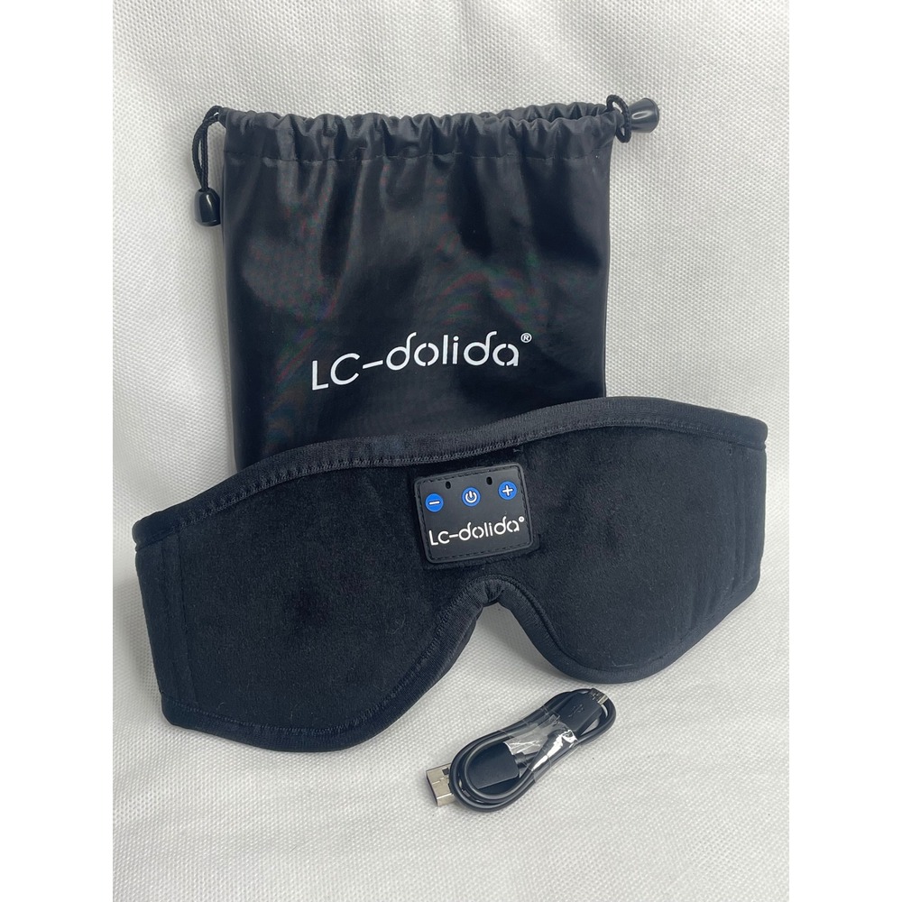 LC-dolida 3D Bluetooth Sleep Mask  Wireless Audio REM Night Eye Cover Soft Black